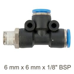 AIRCRAFT Pu Hose Fitting Tee 6mm X 6mm X 1/8'm